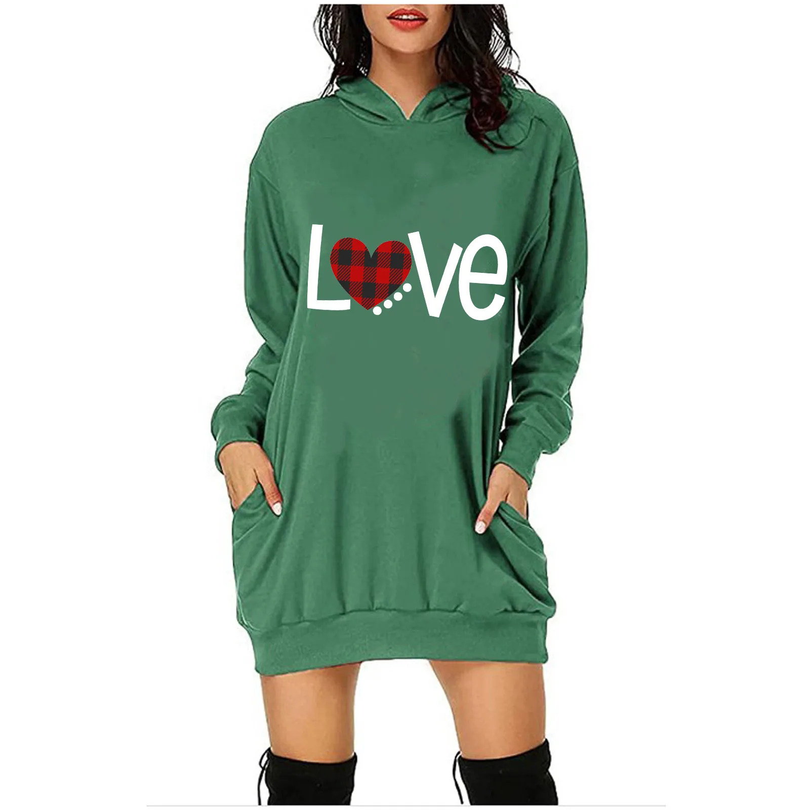 hoodies women sweatshirt Valentine's Day Letter Print Hooded Pockets Short Sweatshirt spring clothes las mujeres sweetshirts
