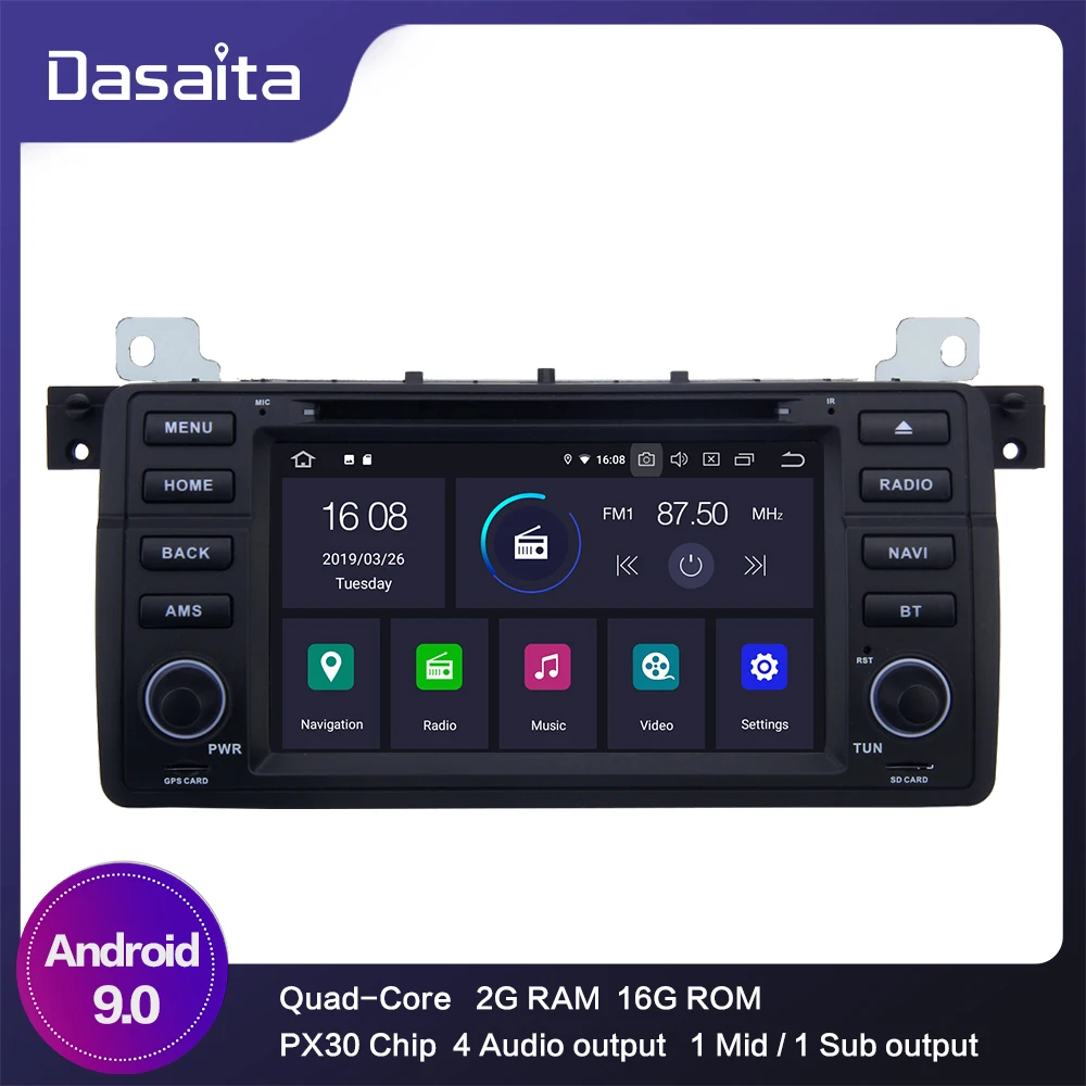 Автомобильный мультимедийный сенсорный экран 7 дюймов 1 din Android 9 0 для BMW E46 M3 318i 320i