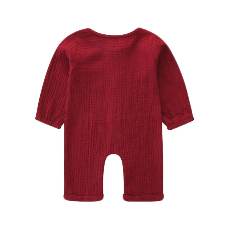 

0-2T New Spring Autumn Casual Jumpsuits Baby Cotton Solid Color Long Sleeve Rompers
