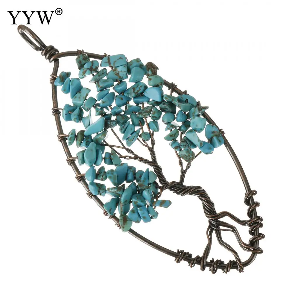 Healing 7 Chakras Beads Handmade Wire Wrap Tree Of Life Pendants Natural Lapis Lazuli Tiger Eye Gem Stone Chip Jewelry | Украшения и