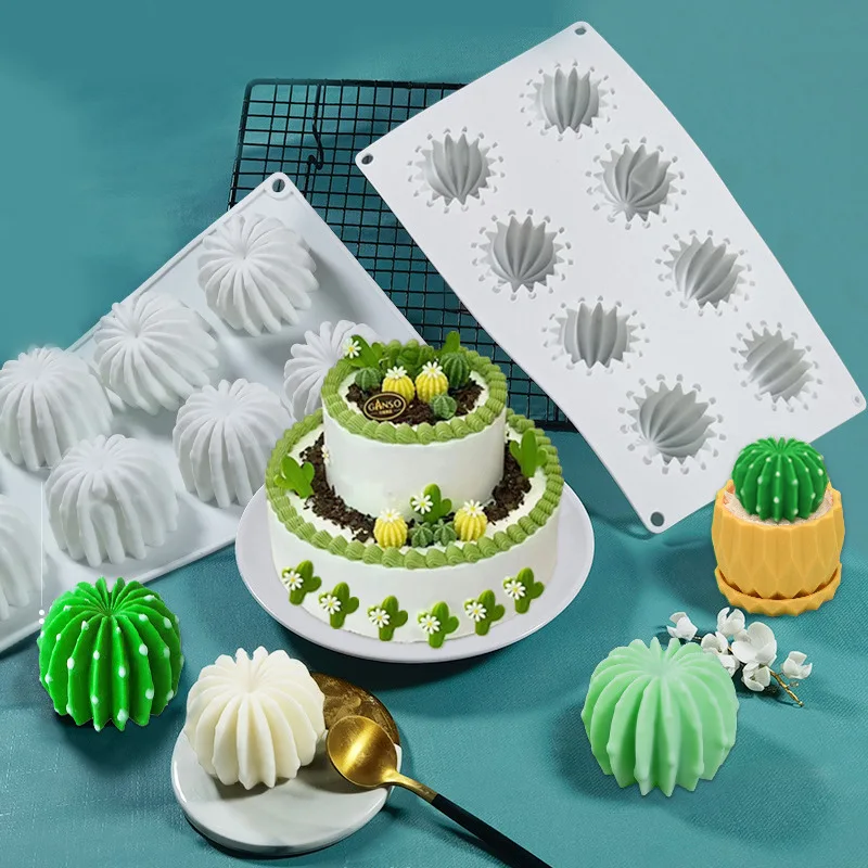 

New 8 Holes Cactus Shape Silicone Cake Mold Mousse Dessert Mould Fruit Ice Cream Chocolate Pastry Molds Bakeware Tool