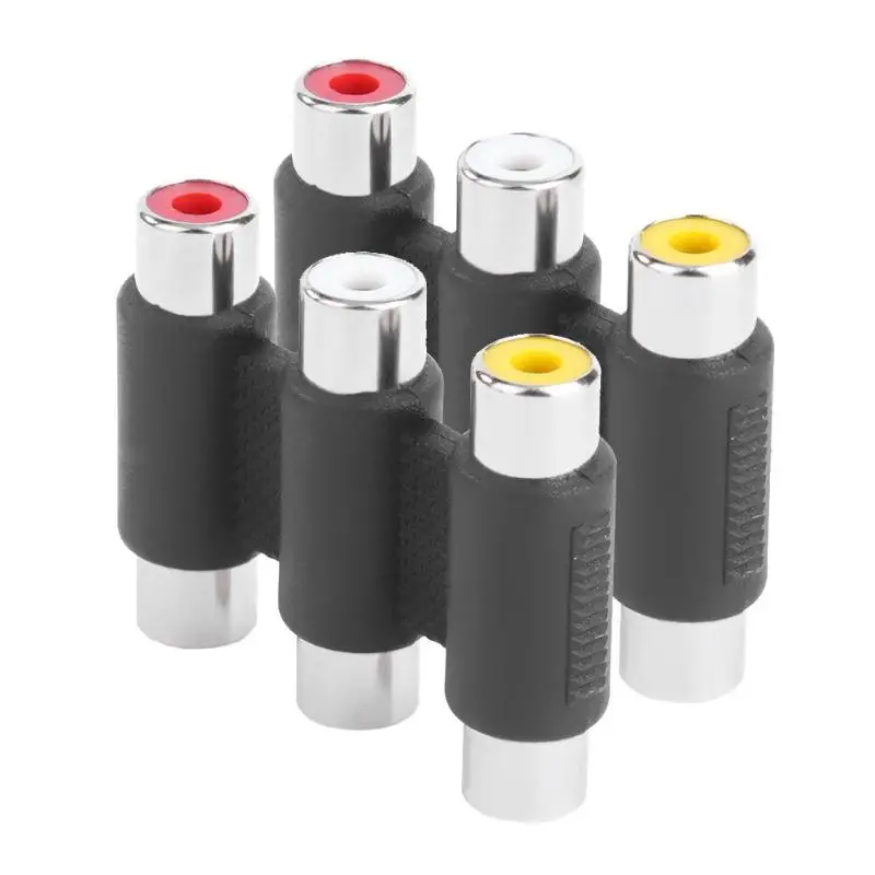 2шт 3RCA гнездо к гнезду Переходник AV видео аудио адаптер кабельные