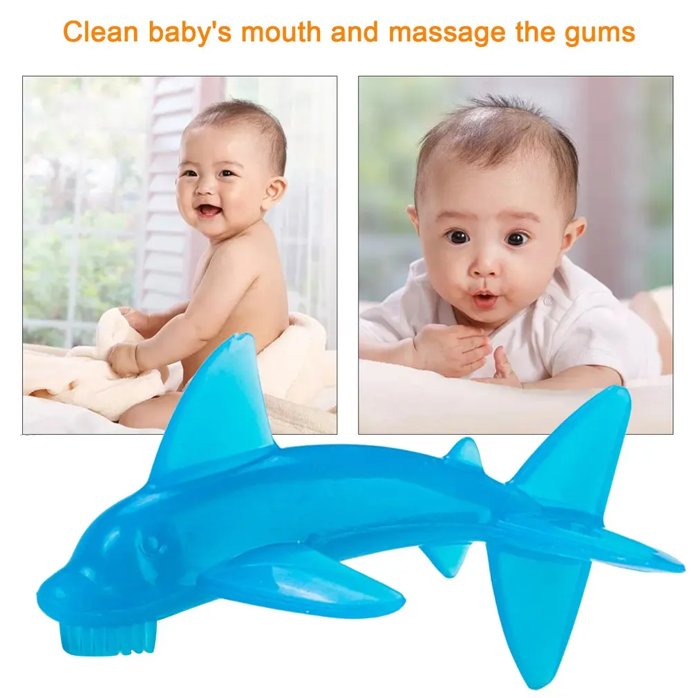 

Little Whale Infant Silicone Molar Fixer Toothbrush Soft And Safe Dolphin Design Attractive Toothbrush