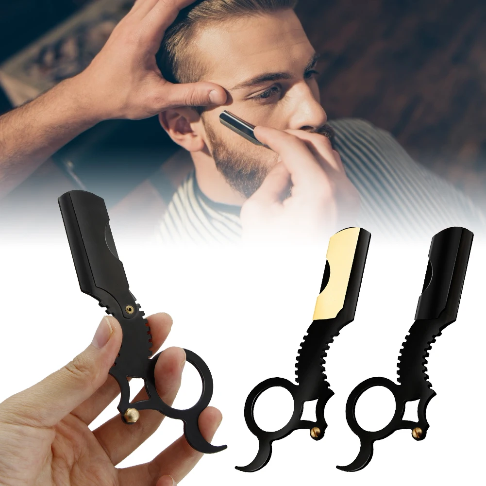 

Straight Edge Barber Razor Haircut Beard Eyebrow Shaving Tool Manual Depilation Razor Hairdresser Trimming Blades Replaceable