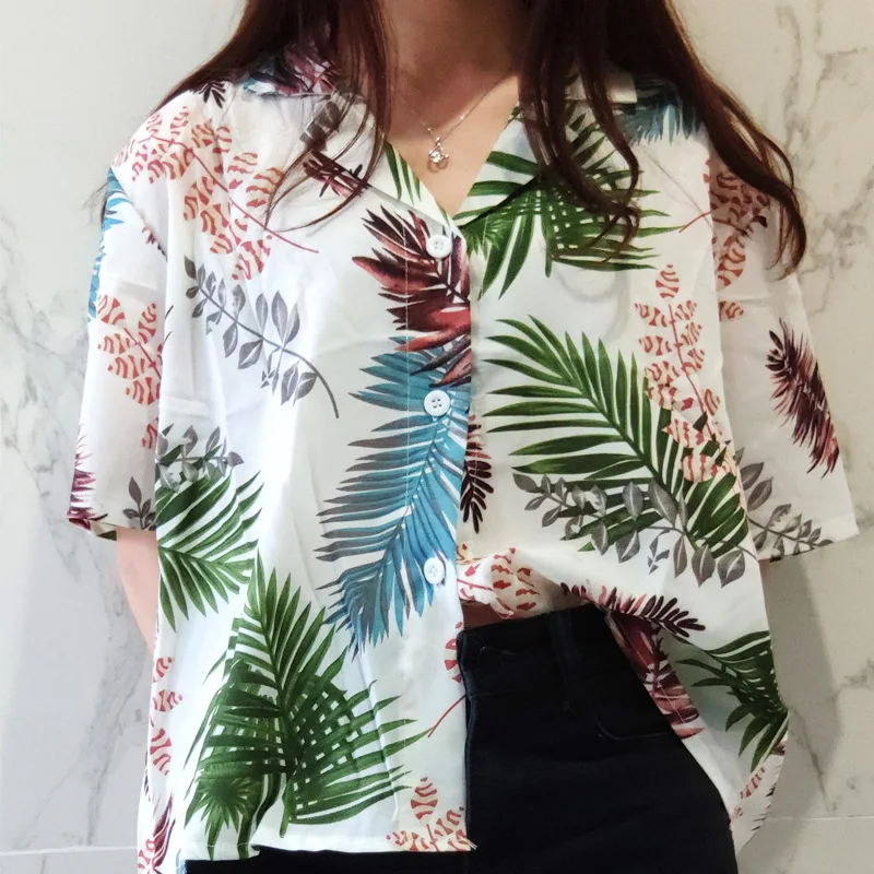 Женская блузка из хлопка с принтом в виде лица и растений летняя 2020 | одежда