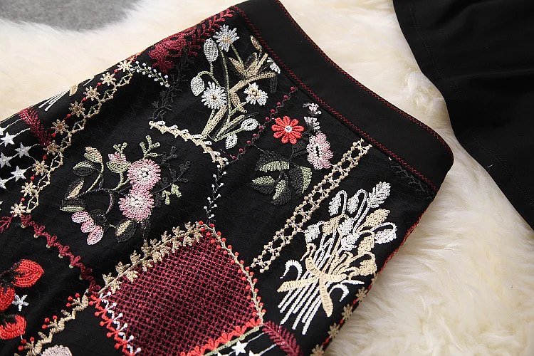 

New European and American women's dresses for spring 2020 Short sleeve T-shirt Heavy industry embroidered skirt Fashion suits