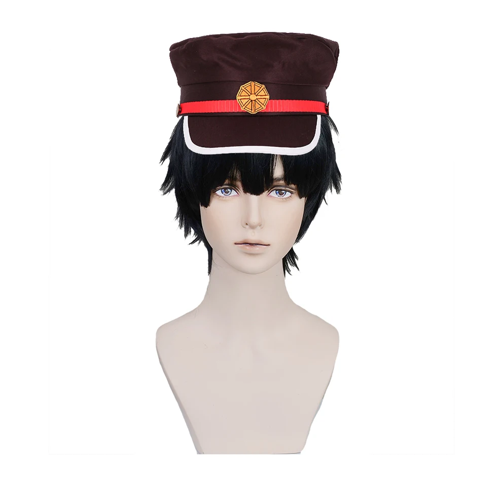 

Toilet-bound Jibaku Shounen Hanako kun Yugi Amane Cosplay Wig Black Short Heat Resistant Synthetic Hair Wigs + Wig Cap + Hat