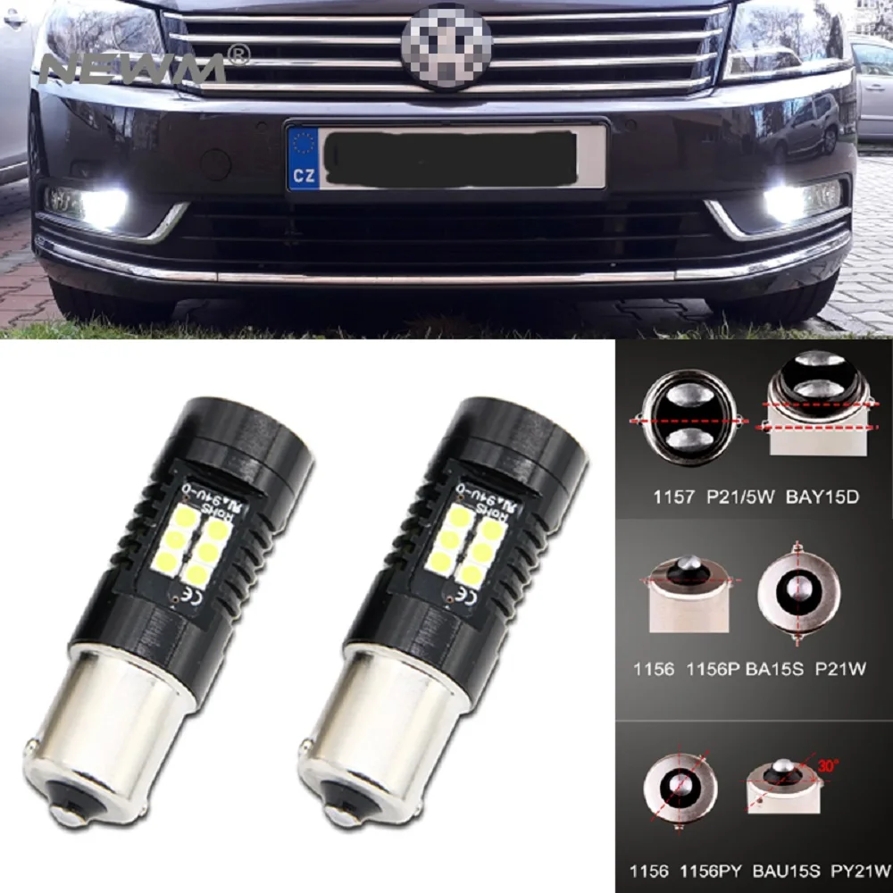 Bombillas LED de circulación diurna, luces blancas Canbus sin Error P21W 1156 BA15S para 09-17 VW Polo Mk5 Gti Hatch 6R 6C 61 LED DRL, 2 uds.