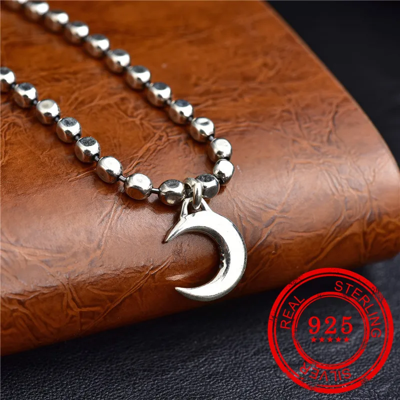 Браслет из серебра 100% пробы с подвеской в виде Луны и бусинами | Украшения