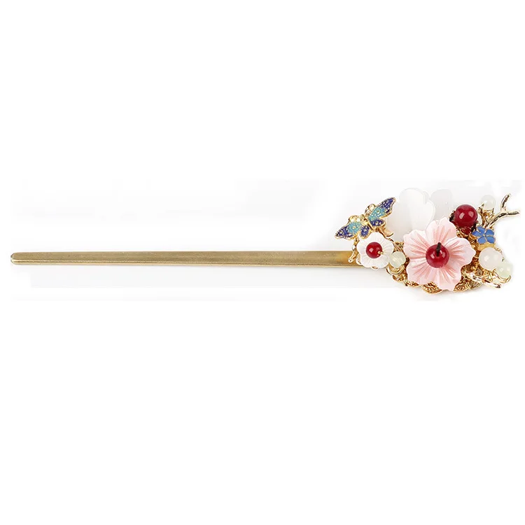 

Hand made shell flower Hanfu hairpin ancient style hairpin female tassel ancient costume studio jewelry ancient