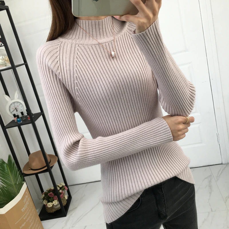 

Женский свитер с высоким воротником, сезон весна-осень 2019, кашемировый вязаный женский свитер и пуловер, Женский Трикотажная майка джемпер, ...