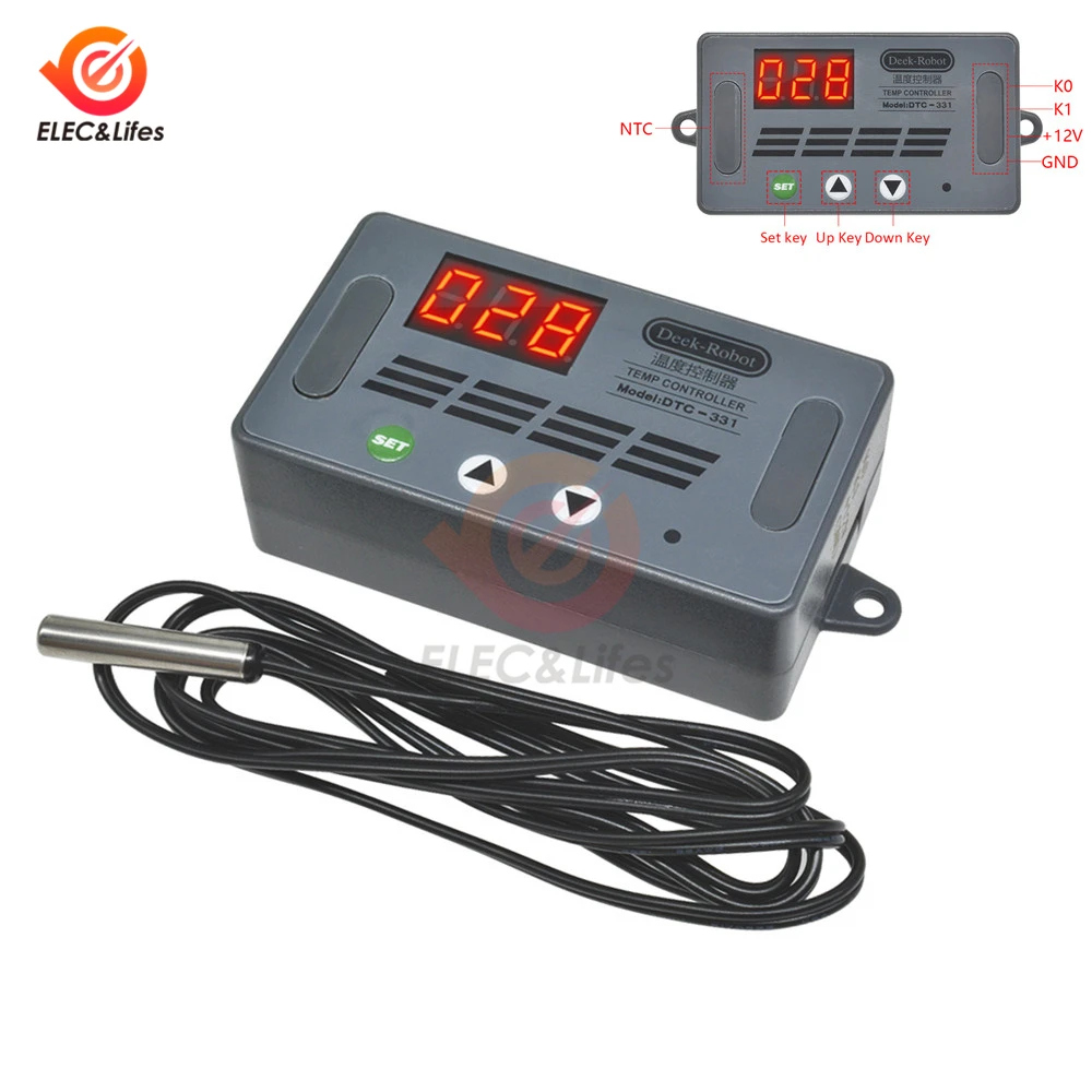 Цифровой регулятор температуры 12 В постоянного тока с нагревателем и