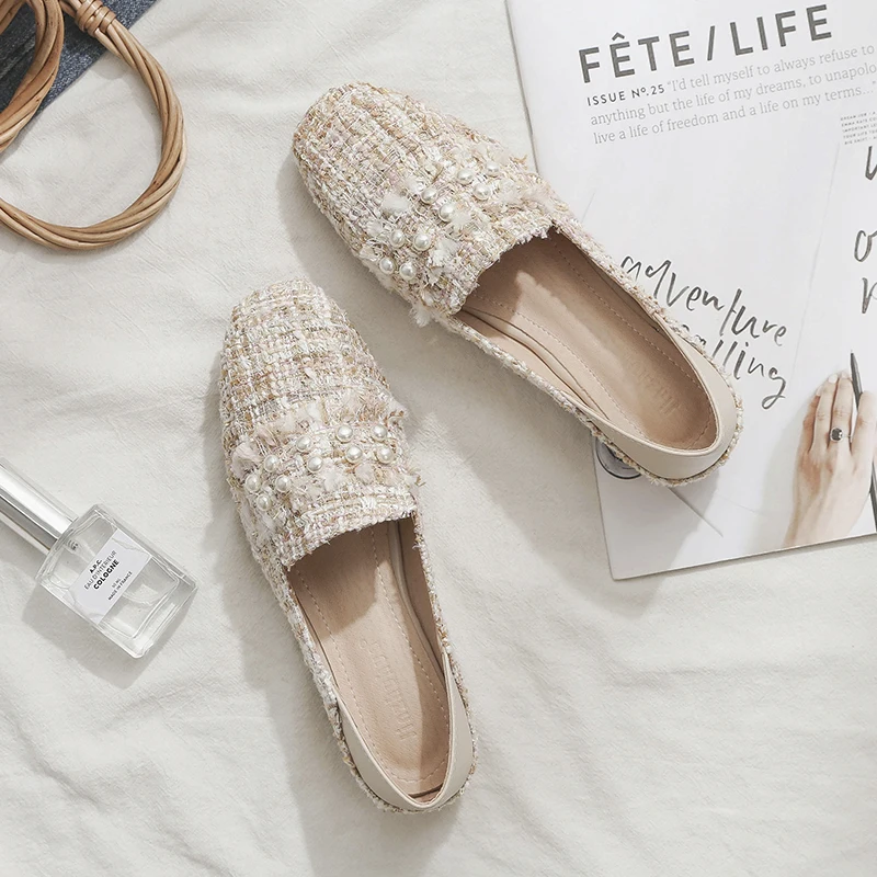 Женские разноцветные плетеные Мокасины без застежки на плоской подошве