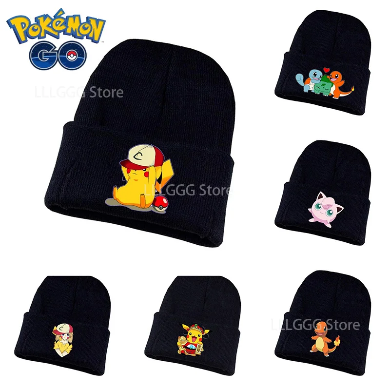 Трикотажная шапка Покемон Пикачу для мужчин и женщин теплая мультяшная анимация