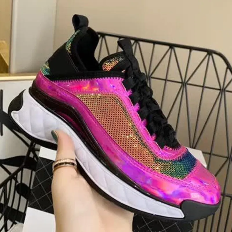 

Mesh Breathable Woman Shoes Mixed Color Sneakers Woman Thick Bottom Shoes Lace Up Round Toe Ladies Shoes Fashion Casual Shoes