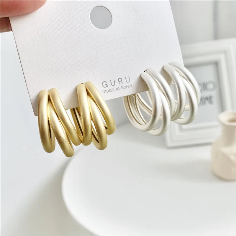 

Matte Multi Layers Big Hoop Earrings for Women