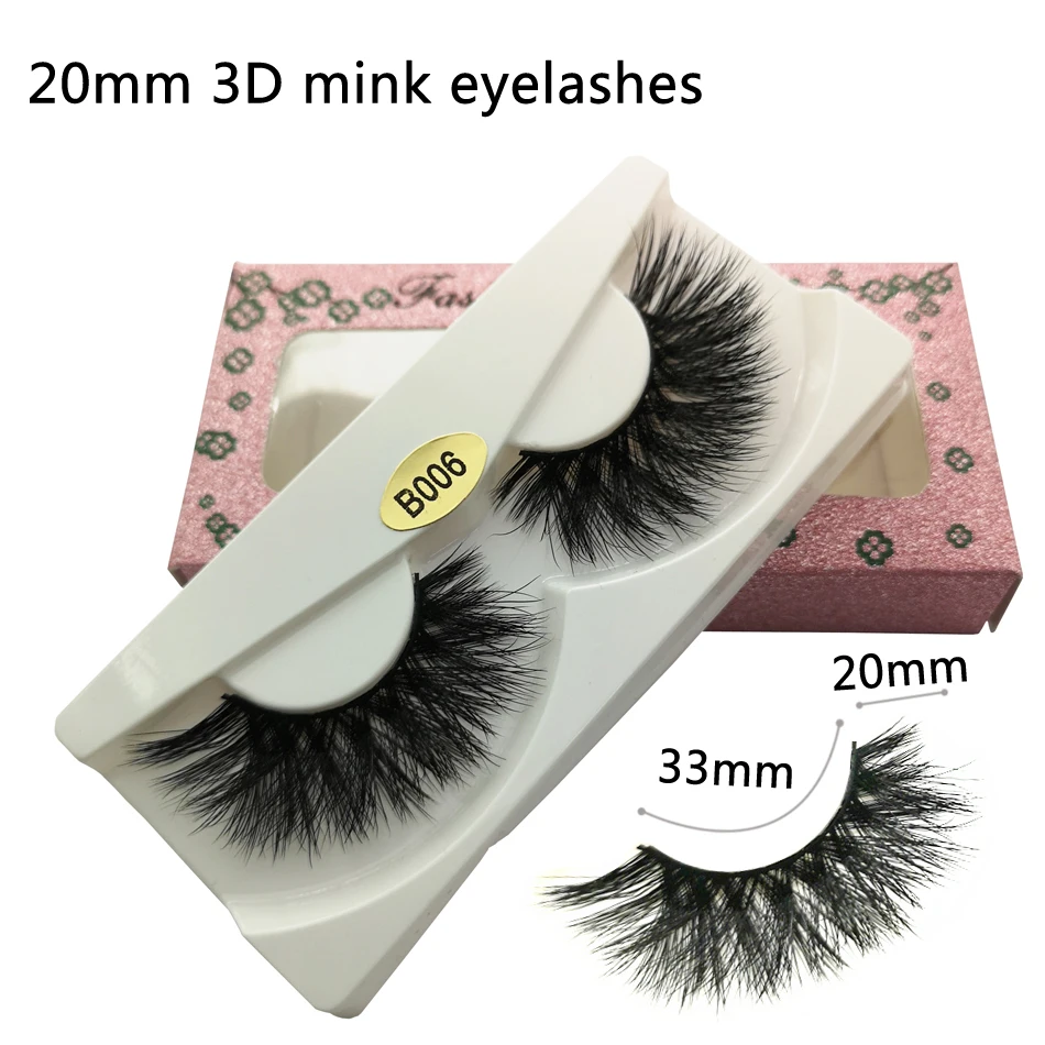 20mm Mink Hair Lashes 100% Soft False Eyelashes Wispy Fluffy Lashes Eye Makeup Tools Multilayers Handmade Lash