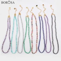 5pcs 30inch 3mm multi kind natural stones faceted bead necklace rainbow gems stone bead chains long necklaces jt265 c