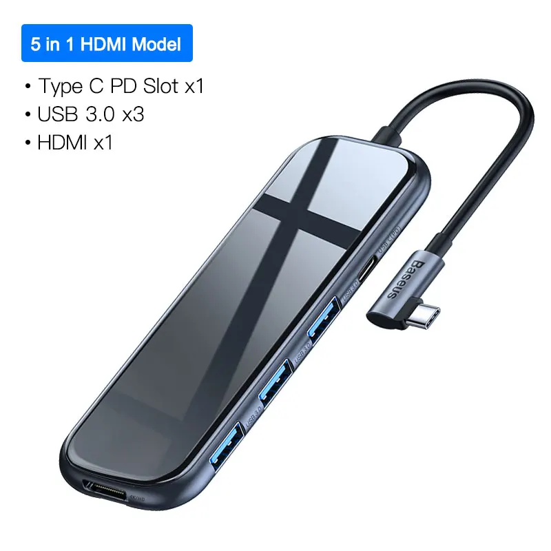 HDMI USB HUB Baseus USB C концентратор к USB 3,0 HDMI RJ45 адаптер для MacBook Pro Air мульти Тип C концентратор с беспроводной зарядкой для iWatch USB-C концентратор - Цвет: HDMI USB HUB