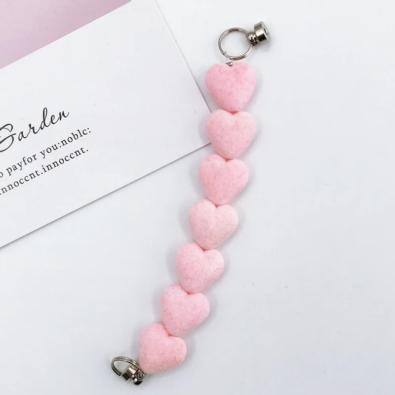 new diy mobile phone case jewelry accessories handmade plush love bracelet girls mobile phone anti fall hanging chain free global shipping