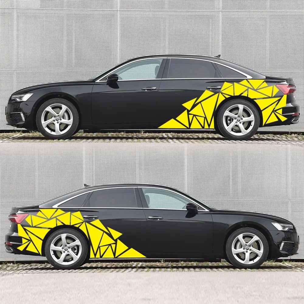 1 шт. боковая наклейка на кузов автомобиля Стикеры глянцевый черный Треугольники