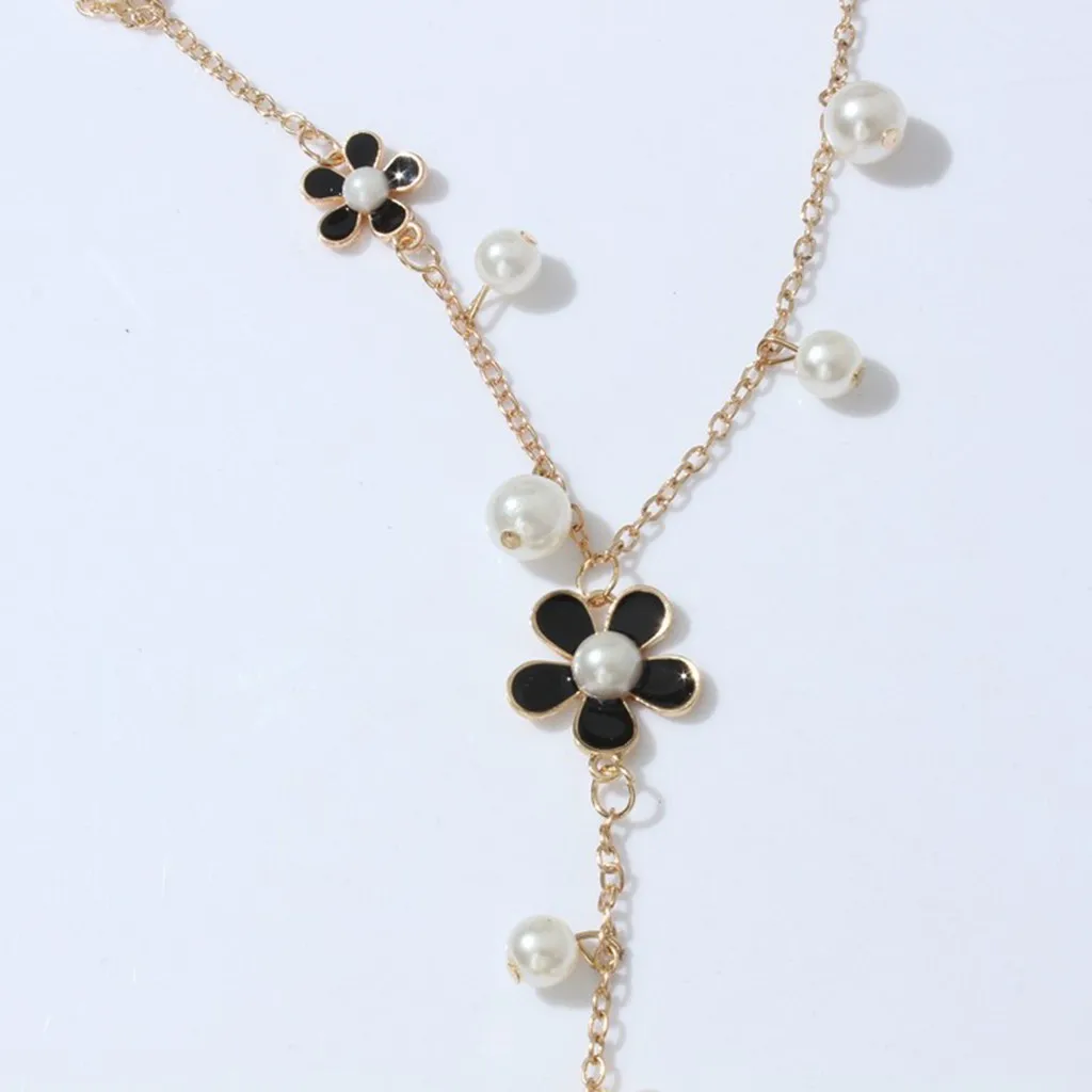 Женское Ожерелье с имитацией жемчуга простая Длинная цепочка для свитера