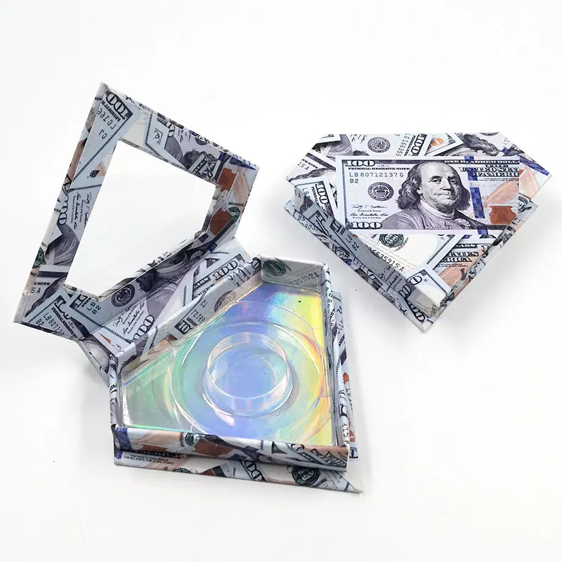 

Wholesale False Eyelash Packaging Blue Dollar Inner Box Lash Boxes Custom Faux Mink Eyelashes Package Cosmetic Magnetic Cases