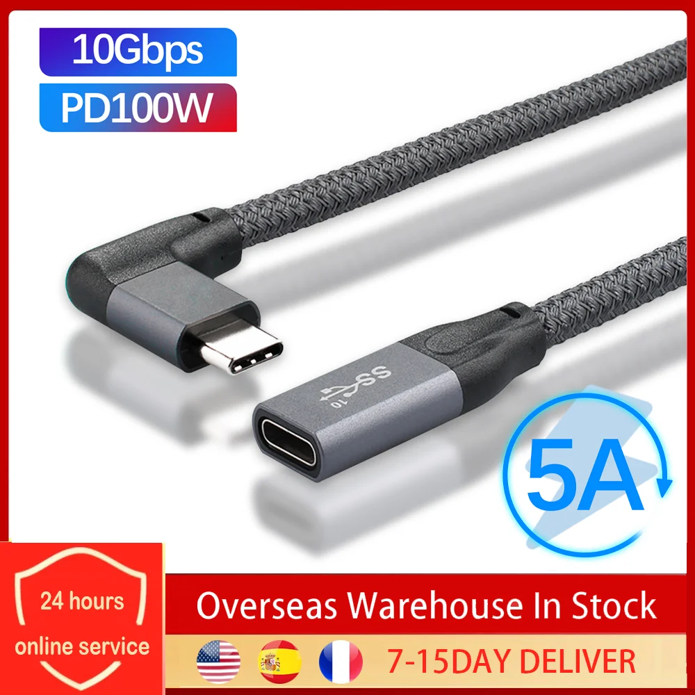 

100W PD 5A Fast Charging Cable USB3.1 Type-C Extension Android Data Cord 4K USB-C Data Extender Cord For Macbook Huawei Xiaomi