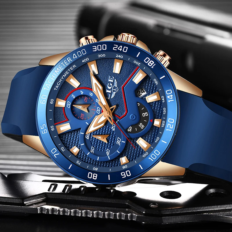 LIGE новые модные золотые часы мужские Топ бренд Роскошные Спортивные Часы