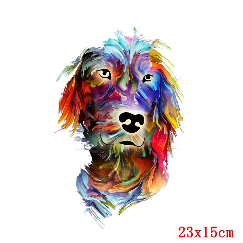 Красочные Животные Собака Кошка железо на тепло винил Передача для одежды