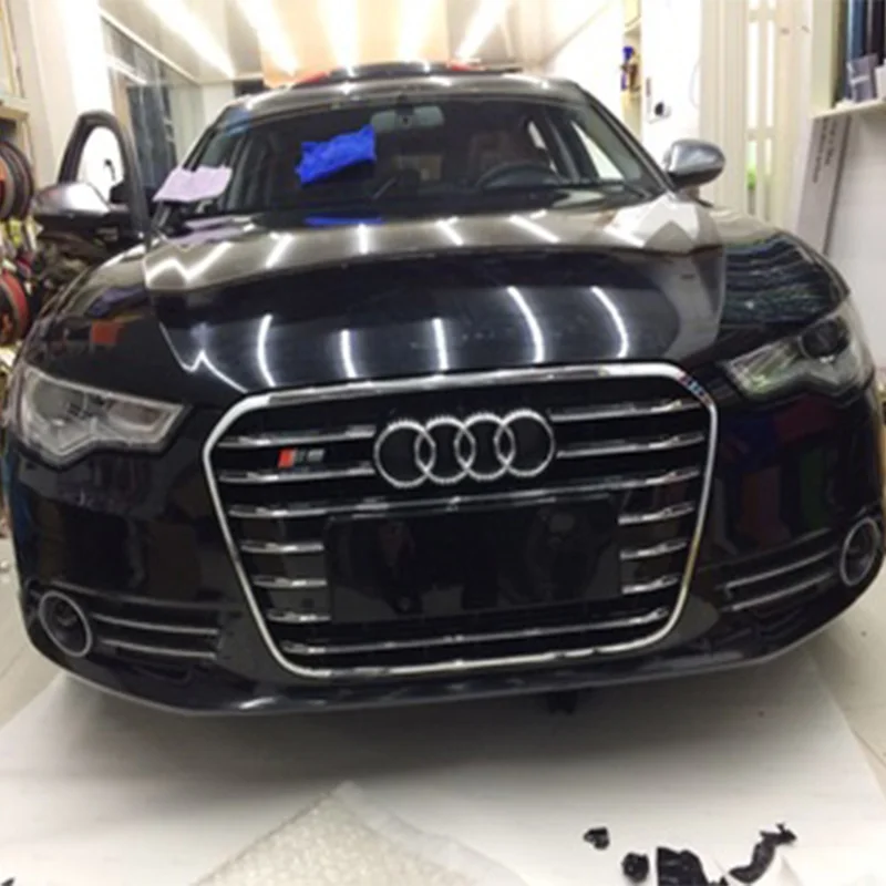 Для Audi A6 C7 RS6 S Line S6 стиль хромированная рама черный Передний Бампер Гриль решетка