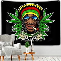 leaf smoking flag jamaica rasta reggae music rock band tapestry home fabric canvas wall hanging chic bohemian decor new product