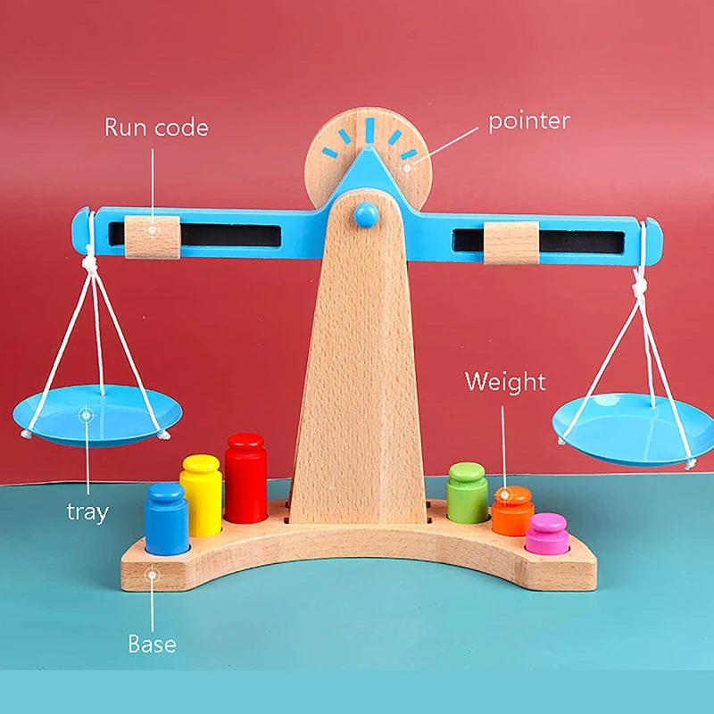 

Montessori Math Toy New Montessori Educational Toy Small Wooden Balance Scale Toy With 6 Weights For Kids Baby New