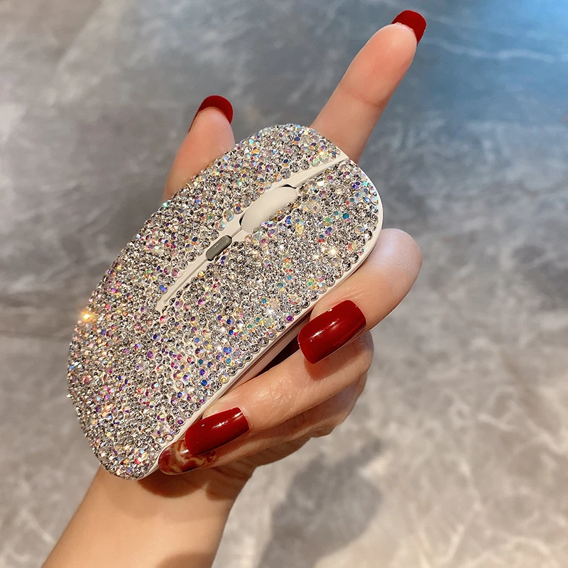 sparkling computer mouse wireless diamond laptop computer accessories pink mouse wireless gaming mouse kawaii gifts for women free global shipping