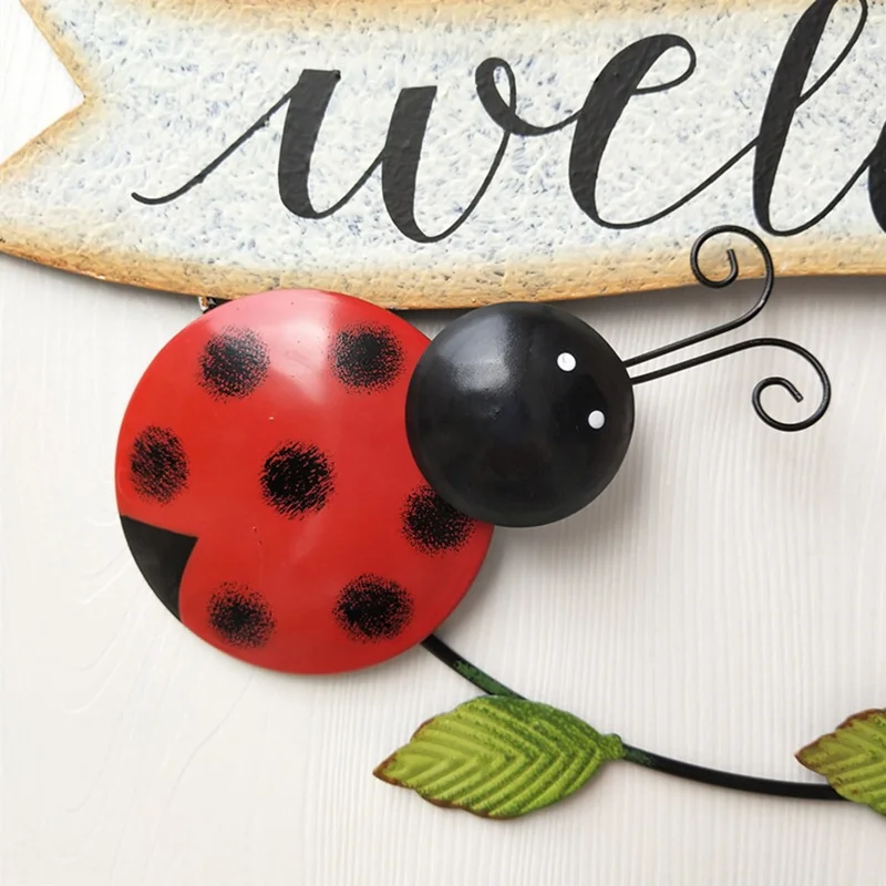 

Iron Hanging Loop Ladybug Garden Decoration Bee Sunflower Art Home Wall Decor Insect Hang On Tree Outdoor Living Room Home Decor