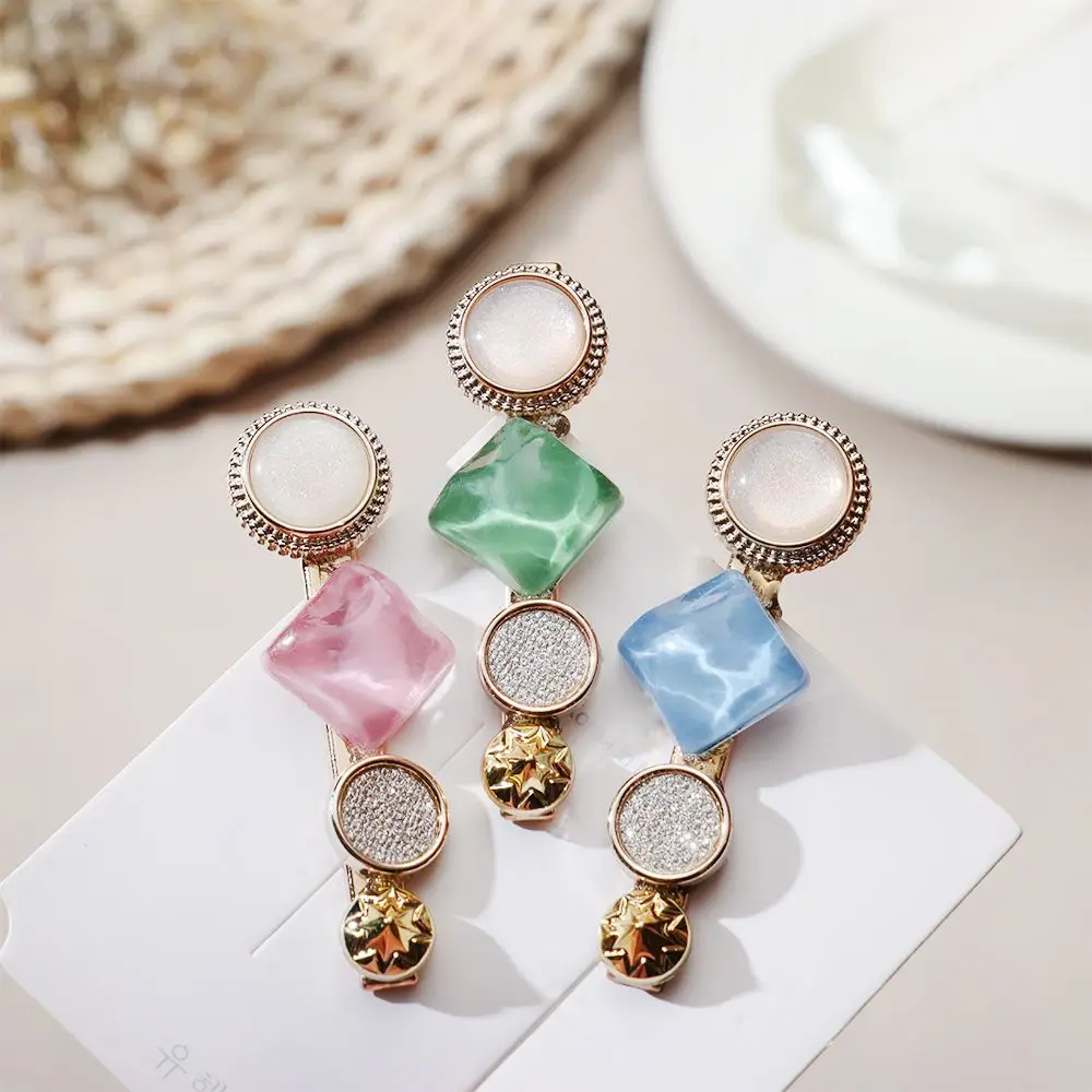 

Girl Women Metal Macaron Fashion Pin Hair Clip Marble Hairpins Hair Accessories