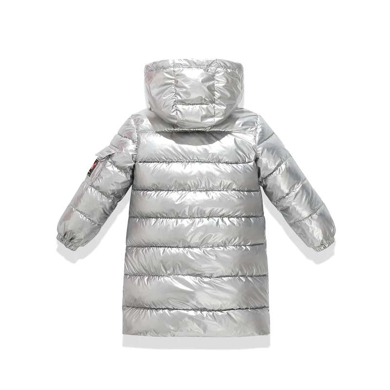 Sundae Angel Gilding Fabric Glossy Long Jacket Winter For Girls Hooded Warm Down Cotton Boys Outerwear Children's Parkas Coats