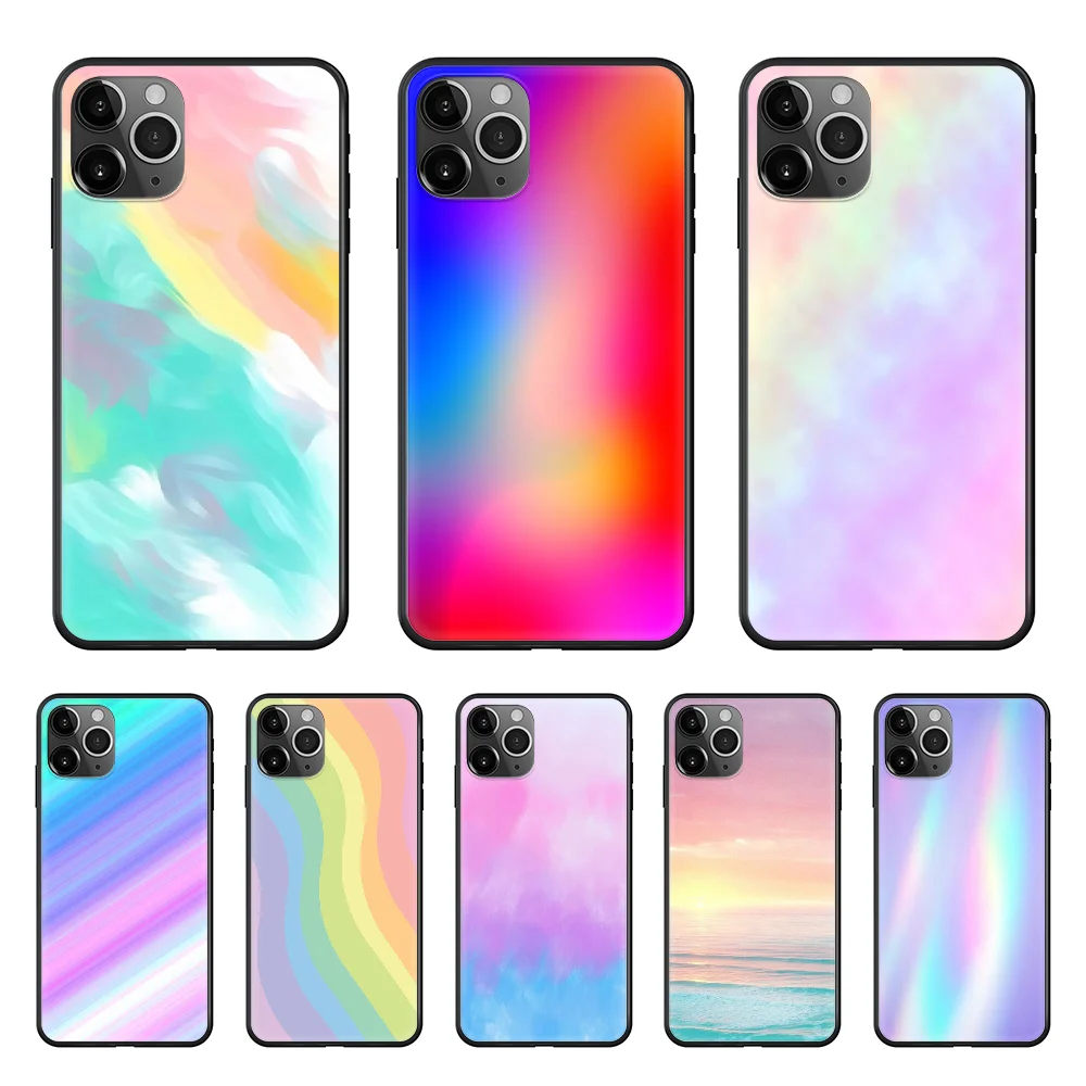 

Rainbows Phone Case cover For Iphone 12 11 8 7 XR PLUS X XS PRO SE 2020 MAX black coque pretty shell fashion cell cover