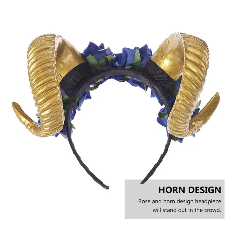 

Simulation Horns Headband Halloween Flower Hair Hoop Rose Horns Headpieces