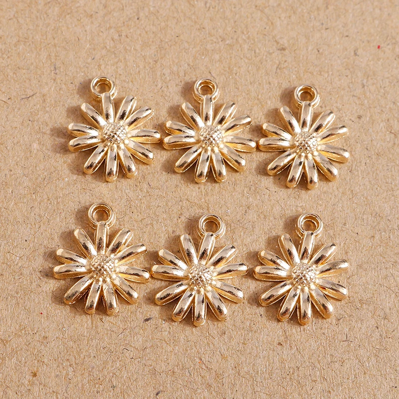 

40pcs 12*15mm Gold Color Sunflower Charms Pendant for Making Necklaces Drop Earrings DIY Keychain Jewelry Findings Accessories