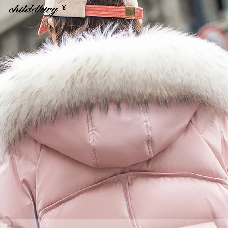 

-30 Degrees Girls Winter Jacket Children Down Coat Girl snow wear Teenage Clothes Parkas Kids Girls real fur Clothing 5-14years