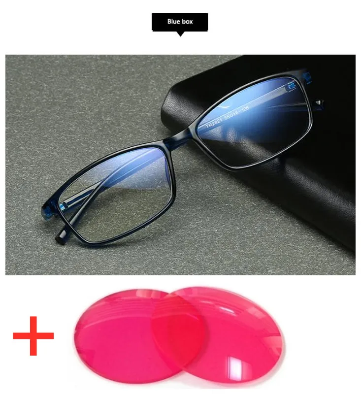 Blue frame Red GLTREE цветные очки для женщин и мужчин, красные, зеленые очки для слепоты с коробкой, водительские цветные очки G474 - Цвет линз: Blue frame Red