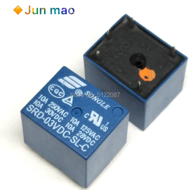 5 шт. реле SRD-03VDC-SL-C Rele 3V 10A 250VAC 30VDC времени мощности 5PIN 03V Оригинальное Высокое
