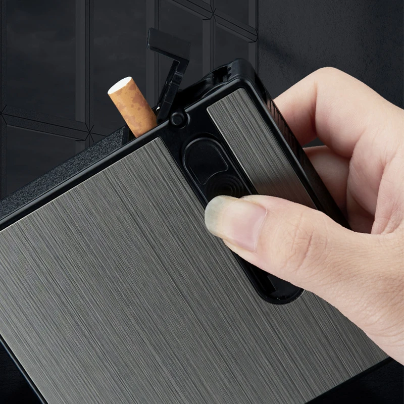 Portable Automatic Cigarette Case Metal Cigarette Boxes 16PCS Cigarette Holder Case Not Lighter Gadget For Men Christmas Gifts images - 6