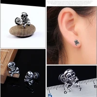 stainless steel skull earrings jewelry for women pop hip hop party rock punk earrings piercing skeleton men gift