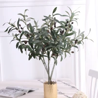 5pcs 77cm simulation green olive branch 4 prongs with fruit fake branches wedding home decoration home decoration accessories