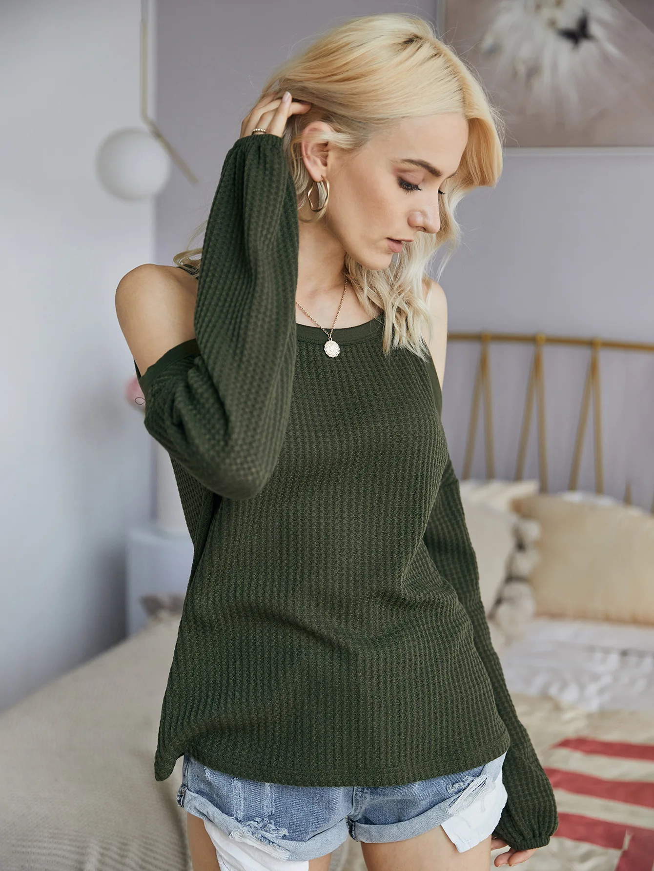 

2020 Autumn Solid Off Shoulder Sweater Women Fashion O-Neck Long Sleeve Casual Sweaters Loose Plus Size Pullovers Sueter Mujer