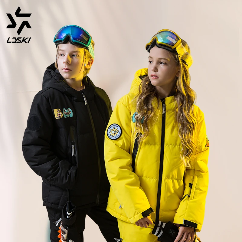 

Ldski Children Ski Suit 2021 Winter Outerwear Boys and Girls Outdoor Snow Warm Kids Ski Coat Waterproof Windproof Reflective