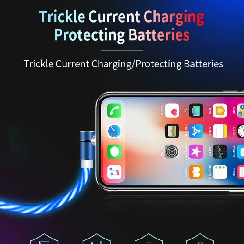 1 м СВЕТОДИОДНЫЙ Магнитный зарядный кабель Micro USB для IPhone samsung s9 htc Game L shape 8Pin IOS type C USB-C 90 градусов кабель зарядного устройства