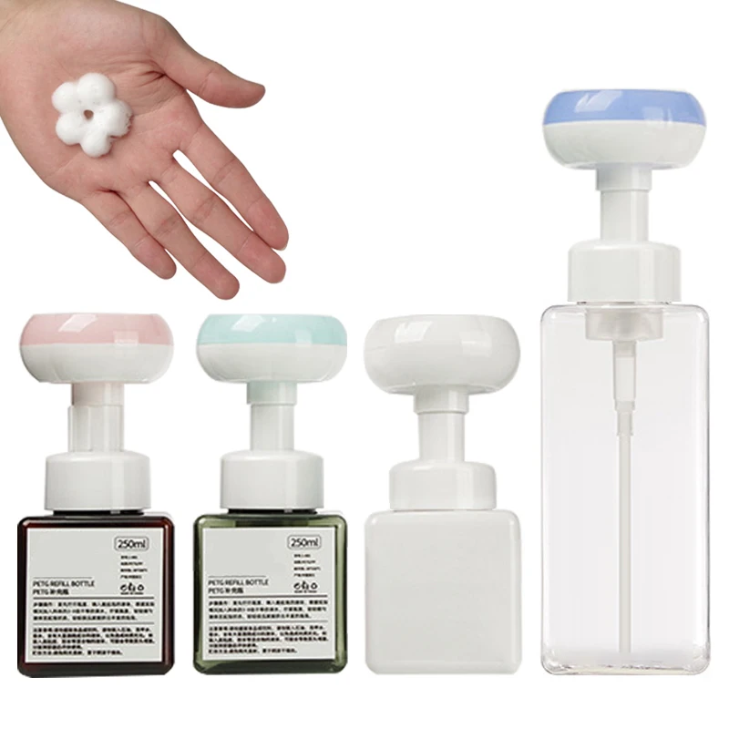 

Soap Bottle Foaming Lotions Refillable Bottle Flower Pump Head Soap Shampoo Cosmetic Empty Bottle 250ML